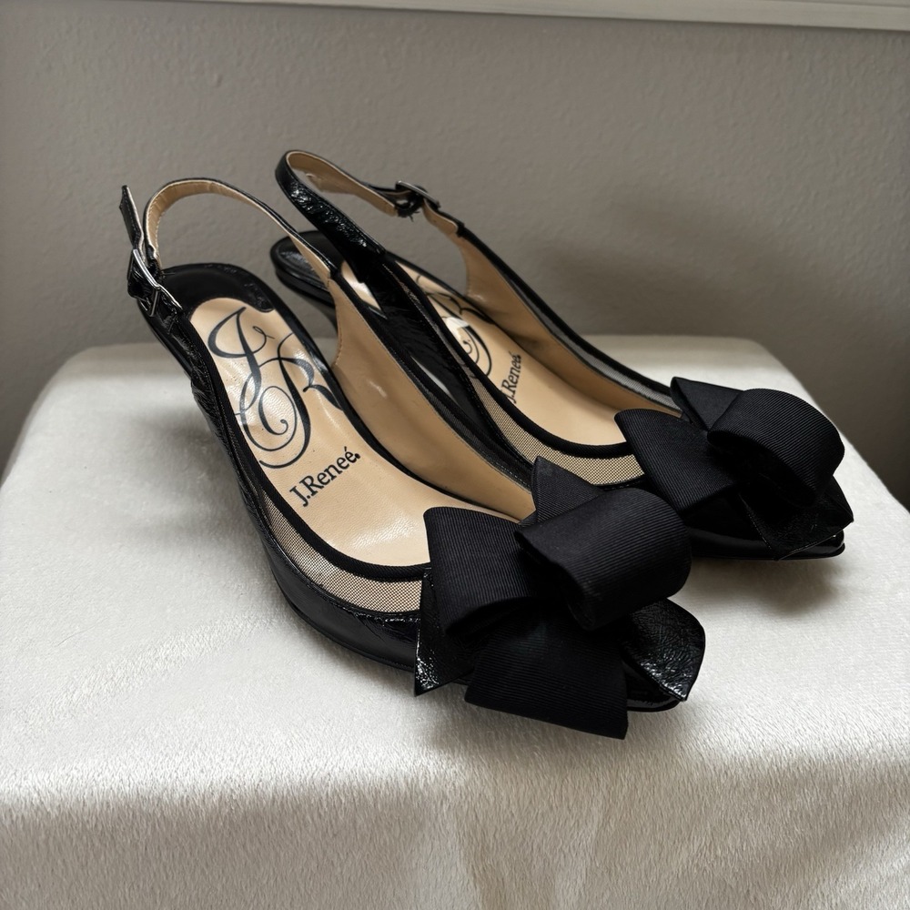 J. Renee Black Patent Pointed Toe Sing Back Garbi Dress‎ Pumps Heels Size 8.5